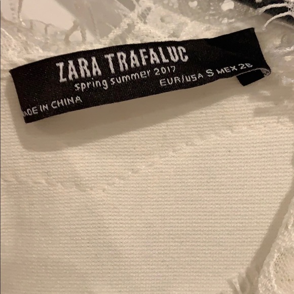 Zara White Textured Lace Short Sleeve Dress Size S - Picture 6 of 8